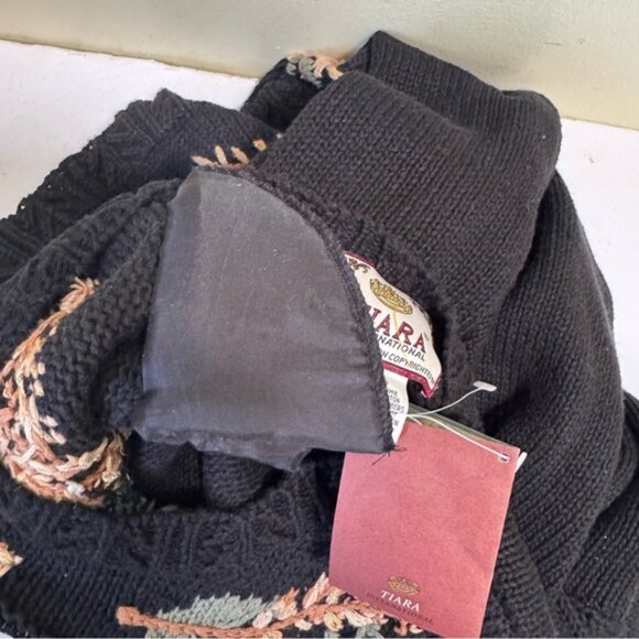 Vintage 80s NEW Tiara Floral Embroidery Cotton Sweater Pullover Oversized Boho L - Picture 11 of 15